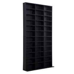 Bibliothèque Homcom Étagère rangement CD/DVD meuble de rangement pour 1116  CDs 33 compartiments réglables en hauteur 102 x 24 x 195 cm noir