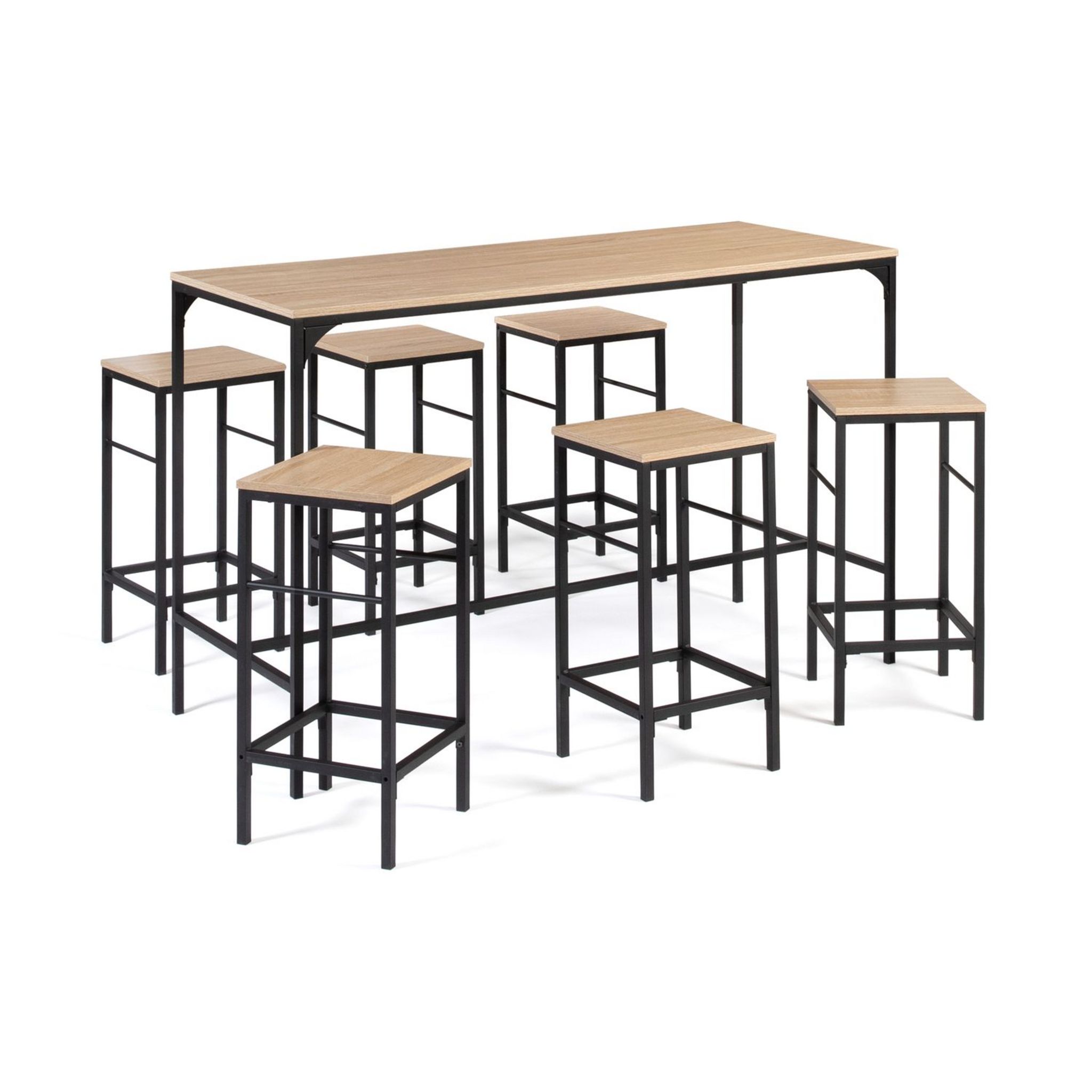 Table haute mange debout + 4 tabourets de bar style industriel 100 cm  HOUSTON pas cher 