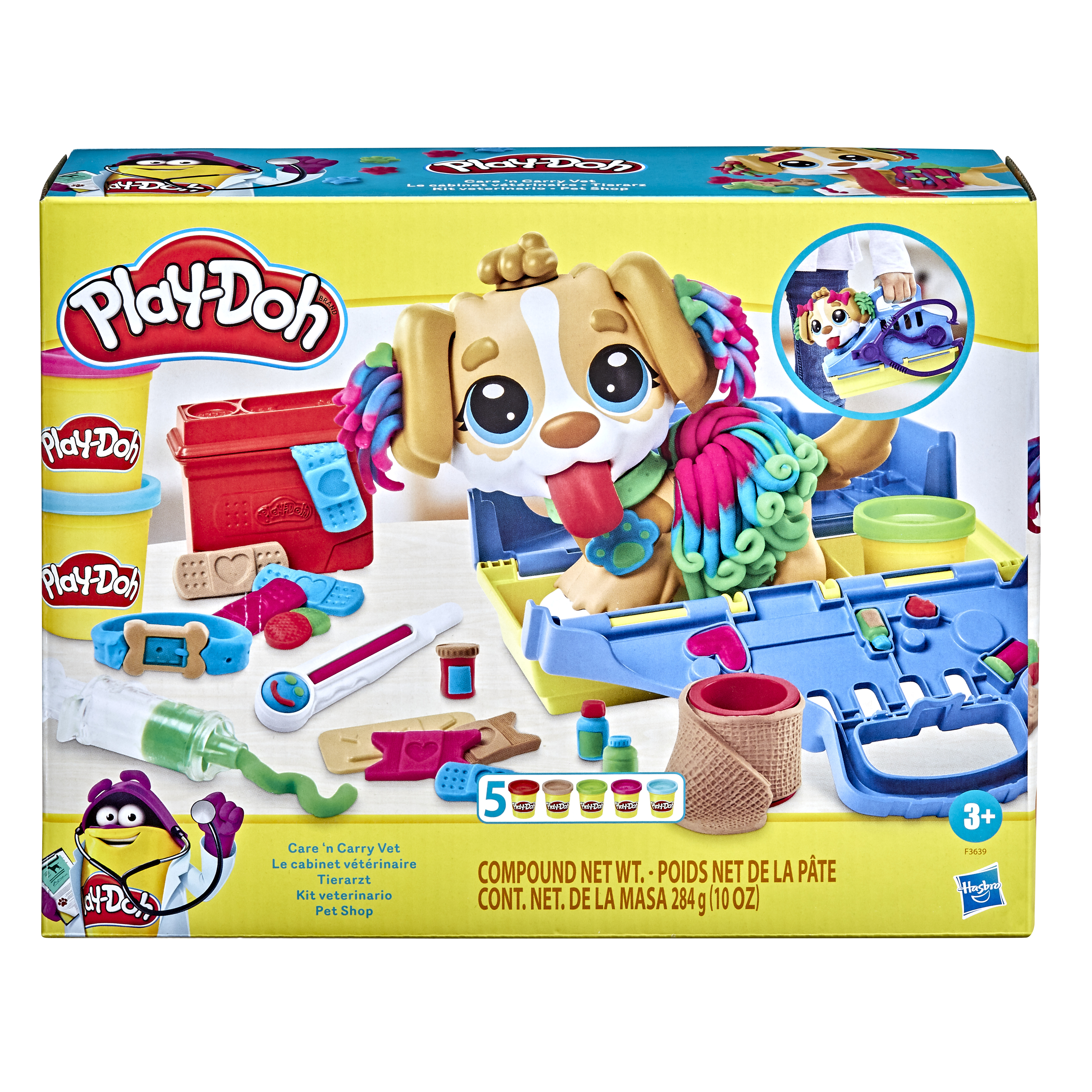 HASBRO Play-Doh Coffret, Le cabinet vétérinaire avec chien, mallette, avec  5 pots de pate à modeler pas cher - Auchan.fr