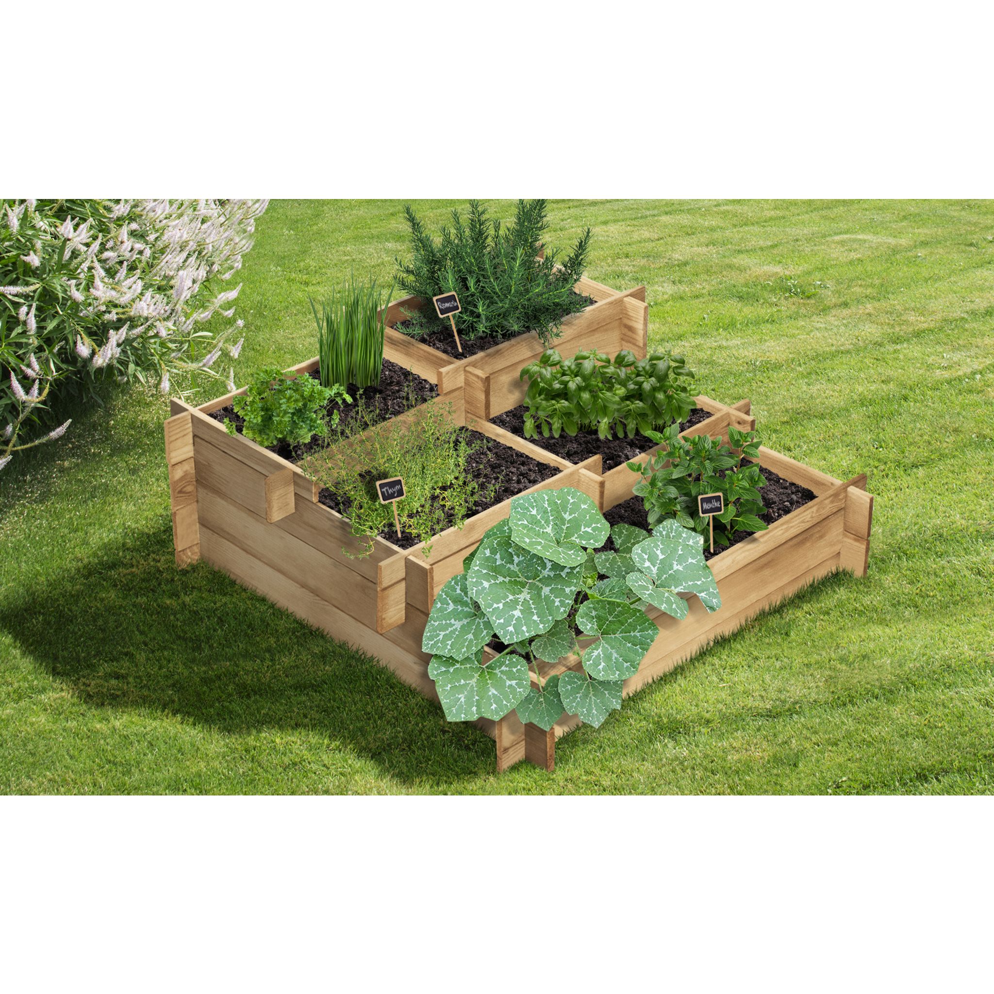 Carré potager avec serre en bois naturel