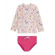 Petit Béguin Maillot de bain fille 2 pièces t-shirt ANTI-UV & culotte Riviera. Coloris disponibles : Rose