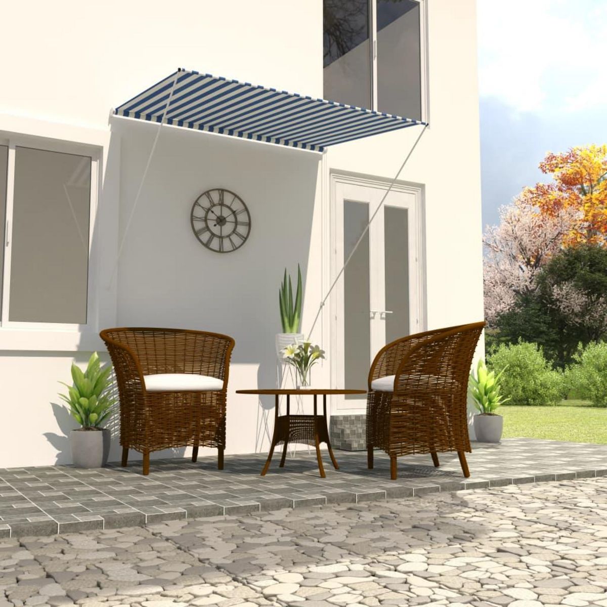 VIDAXL Auvent retractable 150x150 cm Bleu et blanc