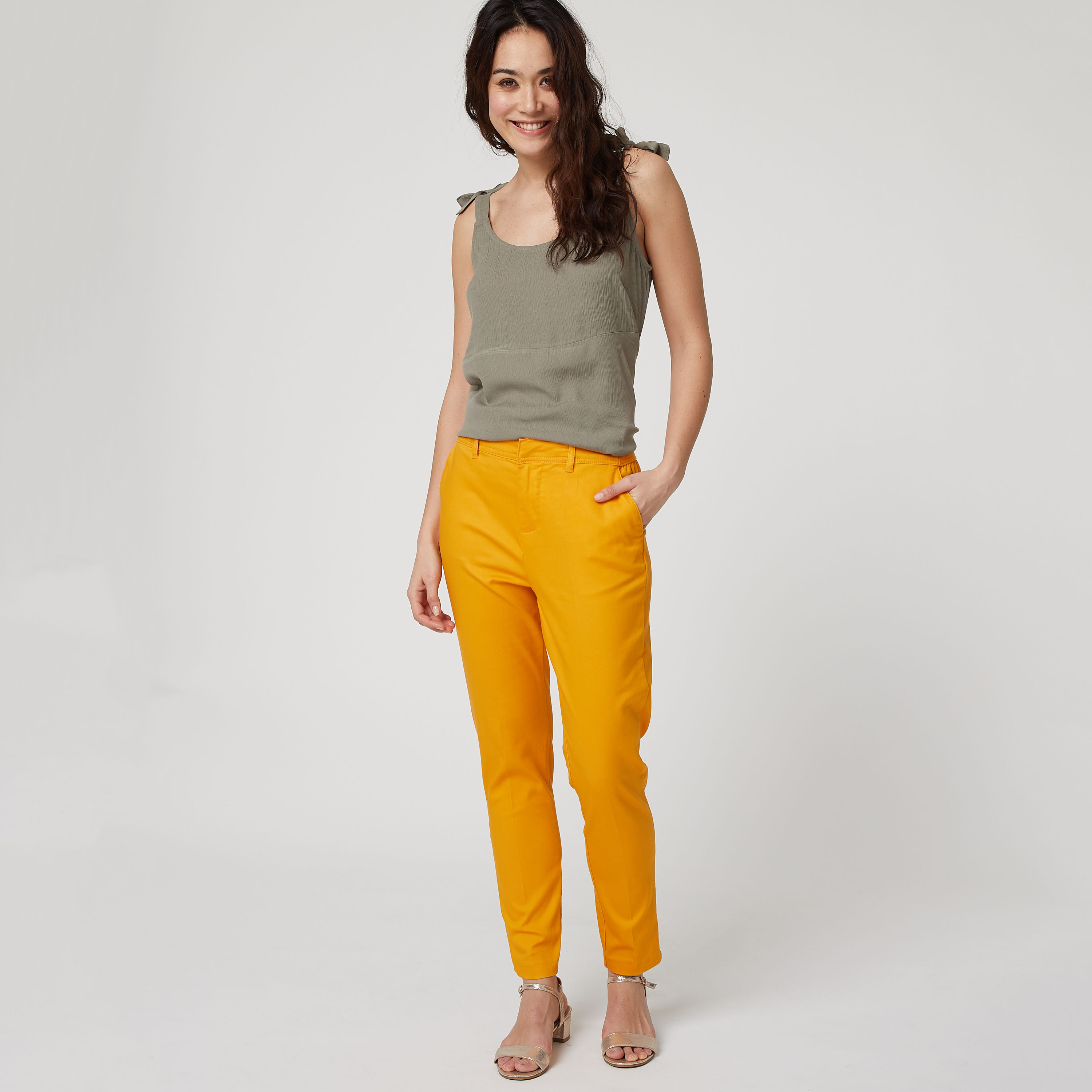 IN EXTENSO Pantalon femme jaune taille 42 pas cher Auchan