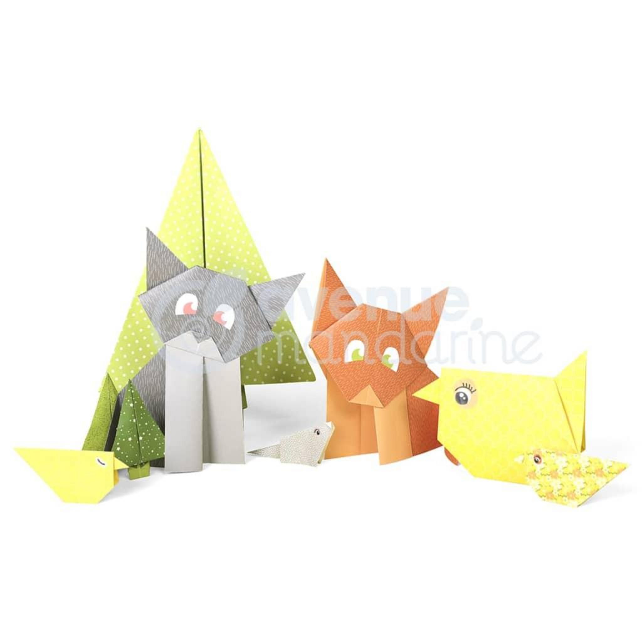 Kit Origami - Avenue Mandarine - Chat - 20 feuilles - Enfant - Rose