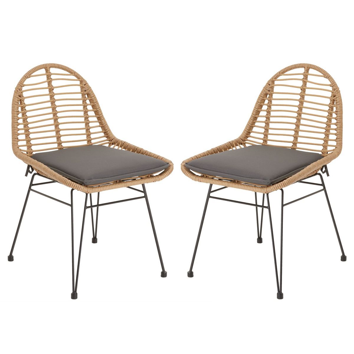 Installe Sur Une Chaise En 6 Lettres IDIMEX Lot de 2 chaises de jardin LOBOS en imitation rotin, fauteuil  d'extérieur en polyrattan et acier noir anti-rouille, 1 coussin inclus pas  cher - Auchan.fr