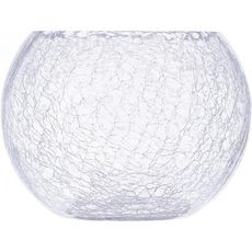  Vase Boule en Verre  Craquelé  20cm Transparent
