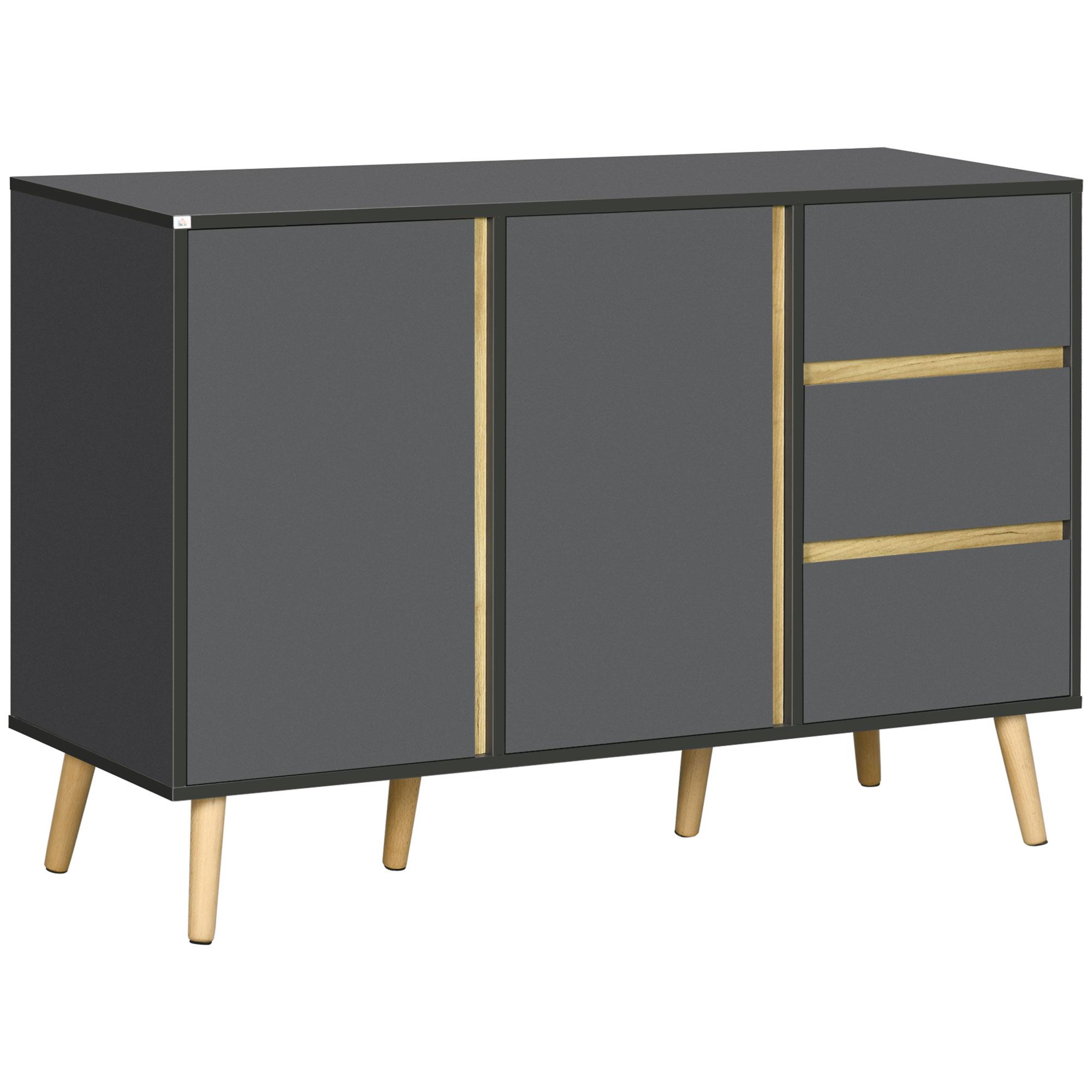 HOMCOM HOMCOM Buffet meuble de rangement 2 portes bois et pieds en métal  noir dim. 80L x 29,5l x 80H cm pas cher 