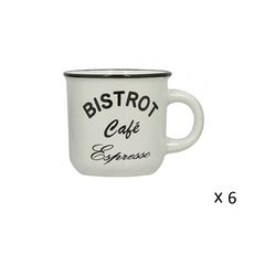 Lot de 6 tasses à café 14 cl en grès BISTROT expresso Blanc