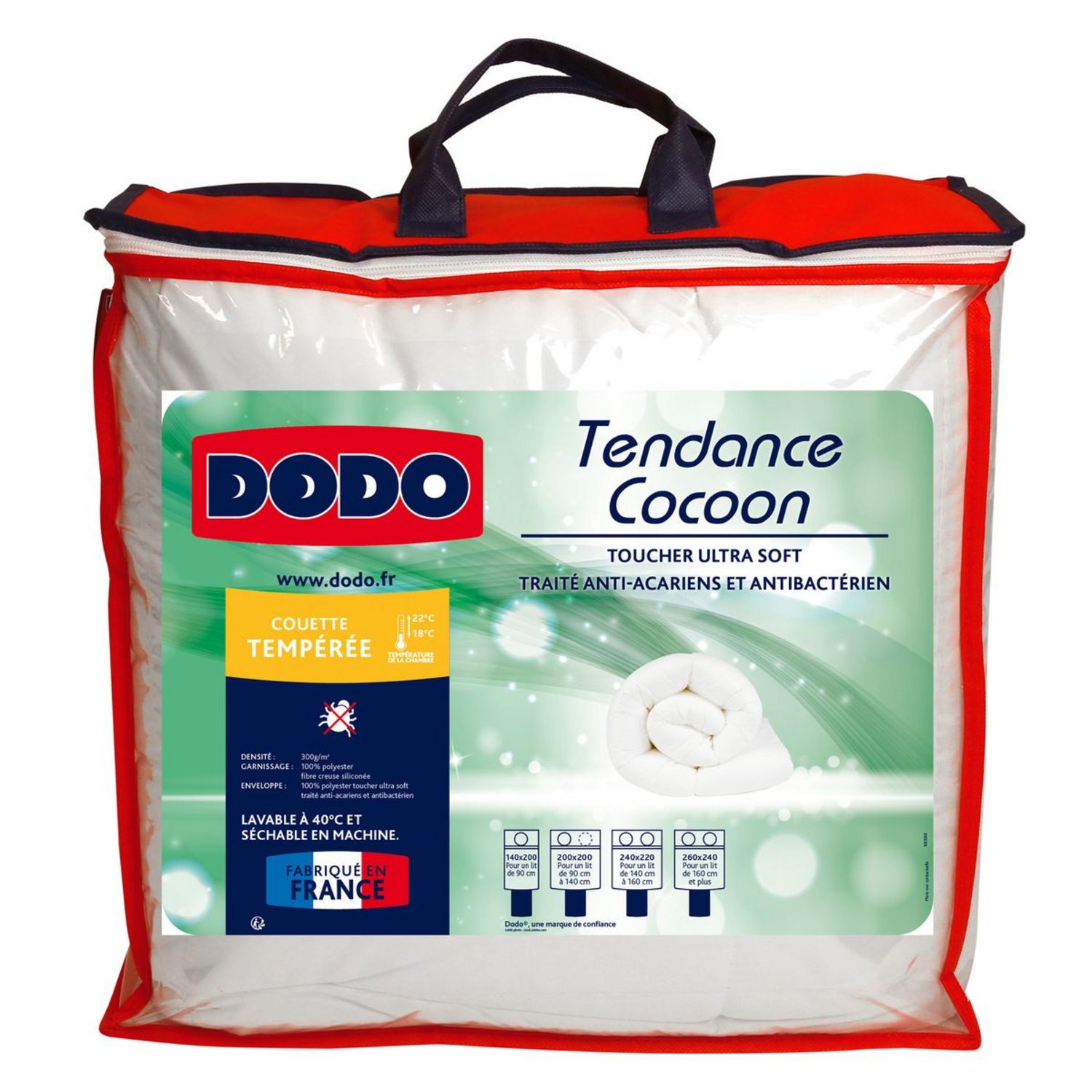 Dodo couette temperee 300g/m2 anti-acariens niagara 140x200 cm blanc DODO  Pas Cher 