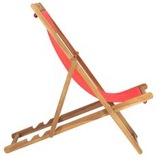 Chaise de plage pliable Bois de teck solide Rouge