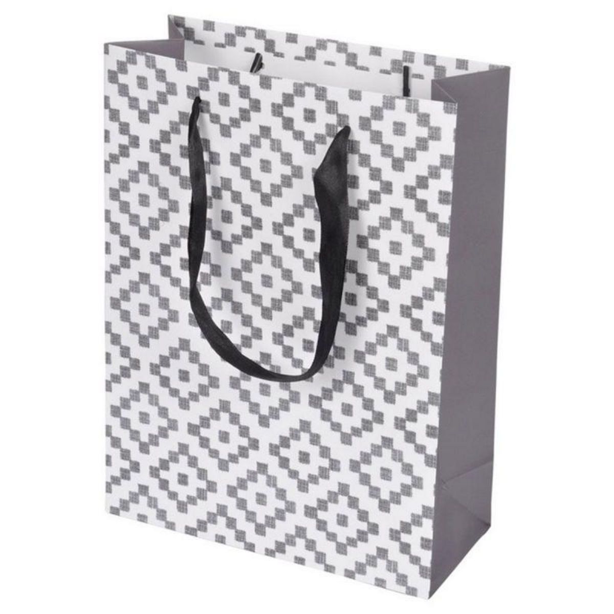 Sac Cadeau Imprim Ikat 32cm Gris Blanc