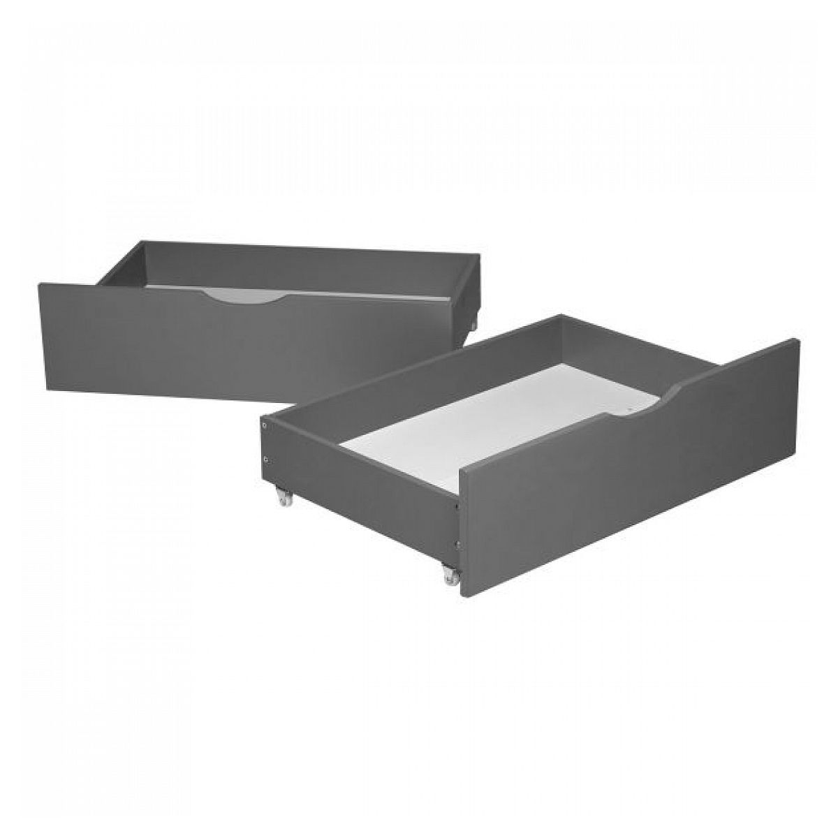 HomeStyle4U 2 tiroirs de Rangement gris à roulettes pour lit gigogne
