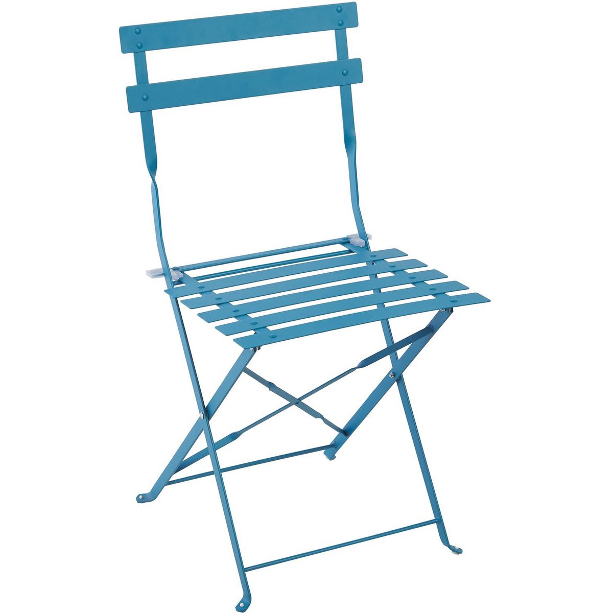 GARDENSTAR Chaise de jardin pliante en acier coloris bleu azur