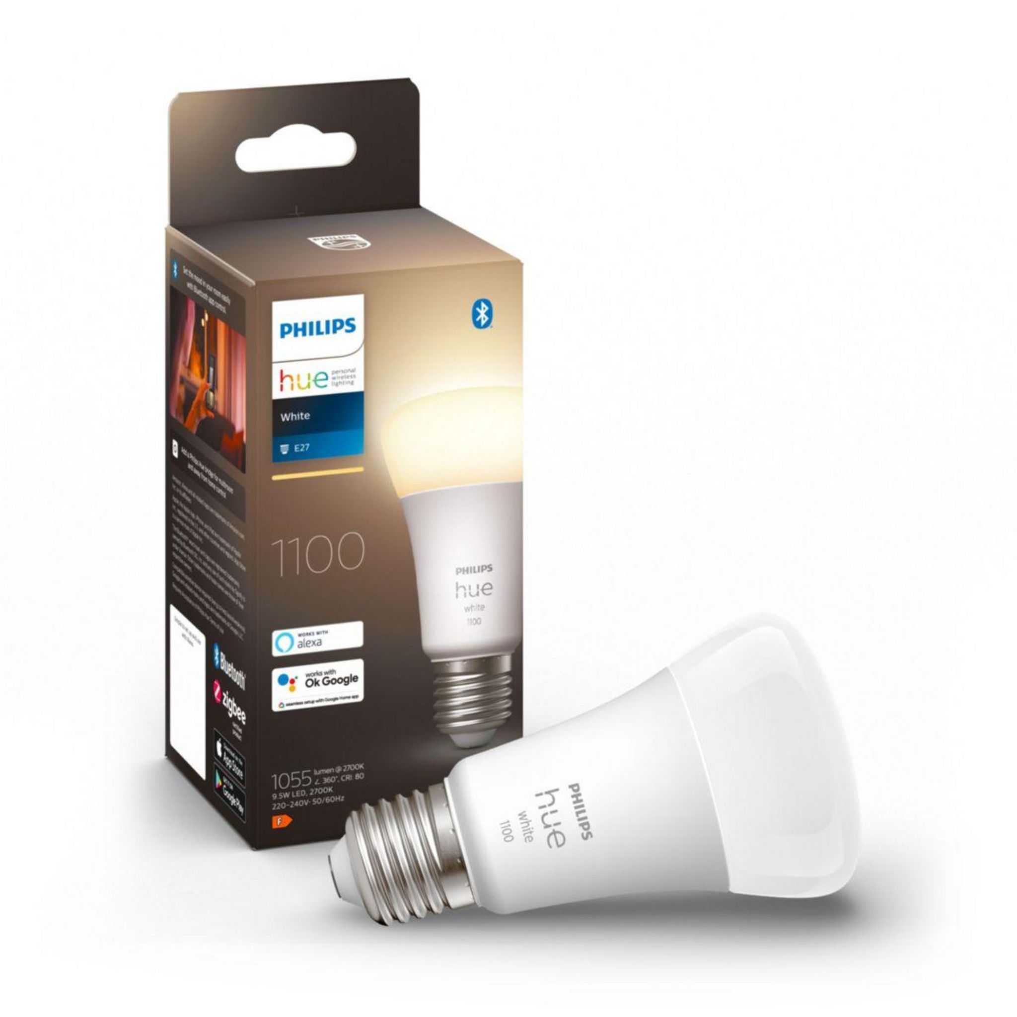 Philips Hue - Pack de 2 ampoules connectées 9.5W E27 - White