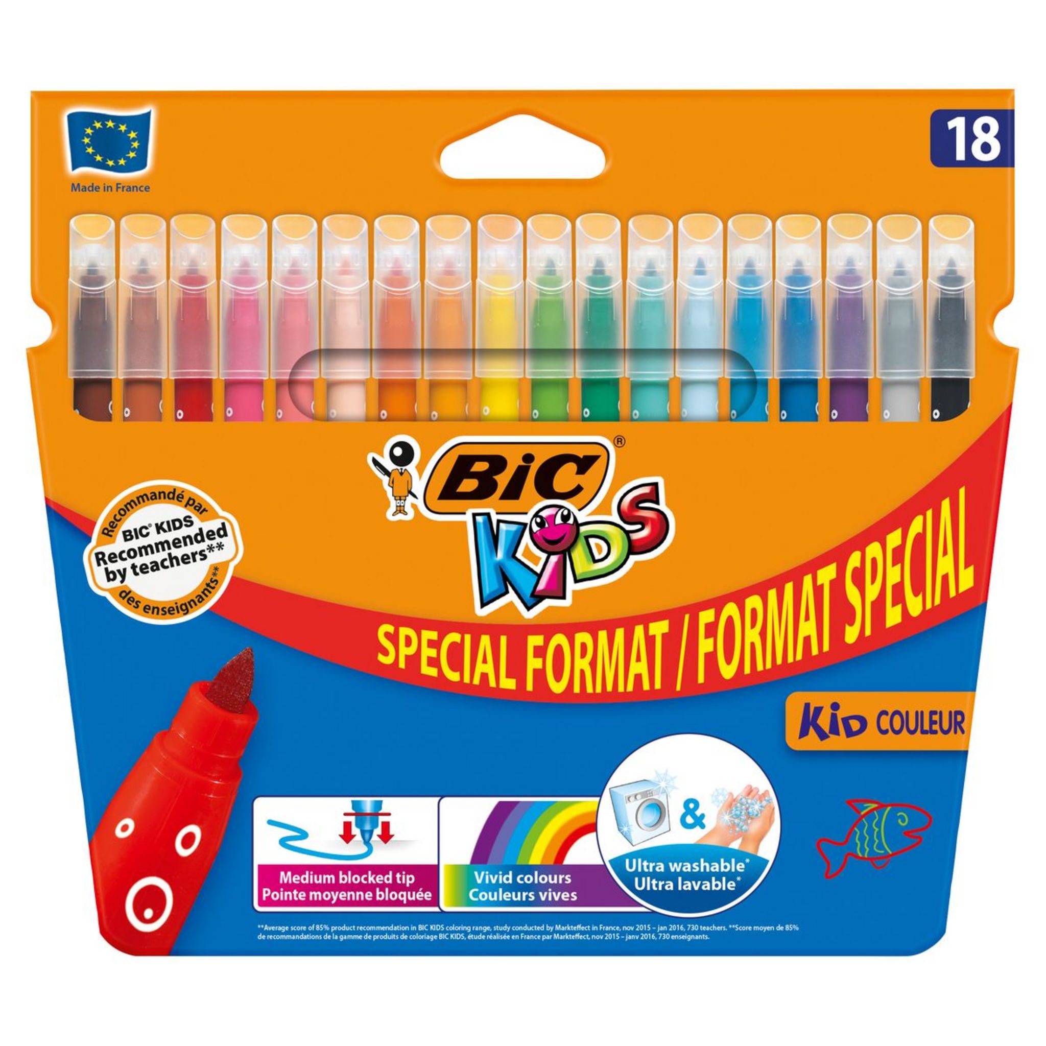 Etui 24 feutres coloriage pointe moyenne Bic Kids - Feutres de