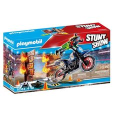 PLAYMOBIL 70553 - Stuntshow Pilote moto et mur de feu