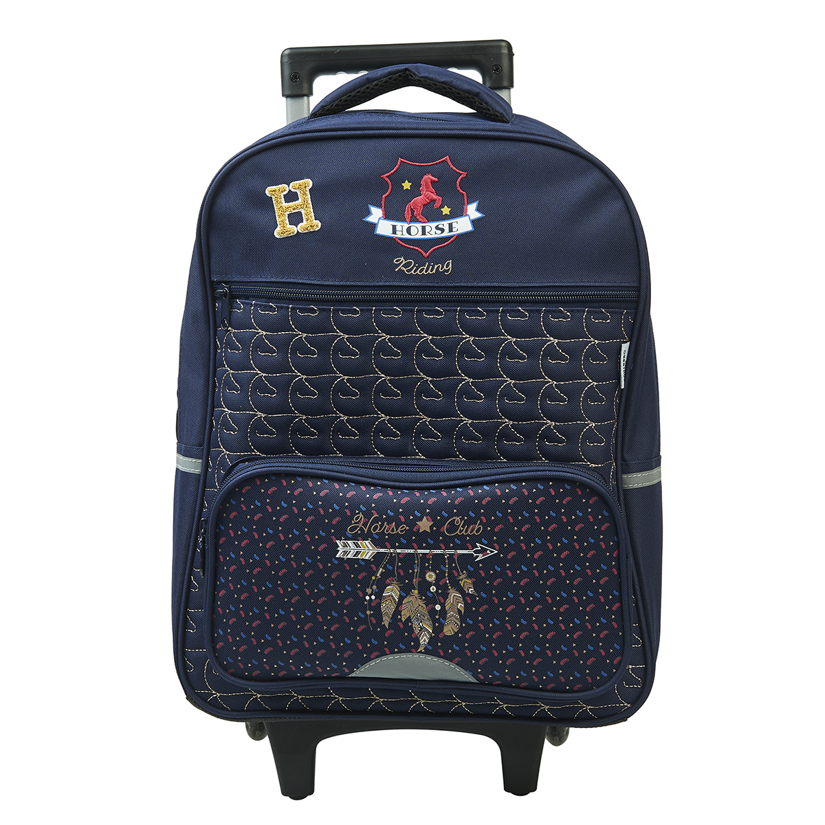 OBERTHUR Sac dos roulettes 2 compartiments bleu cheval pas