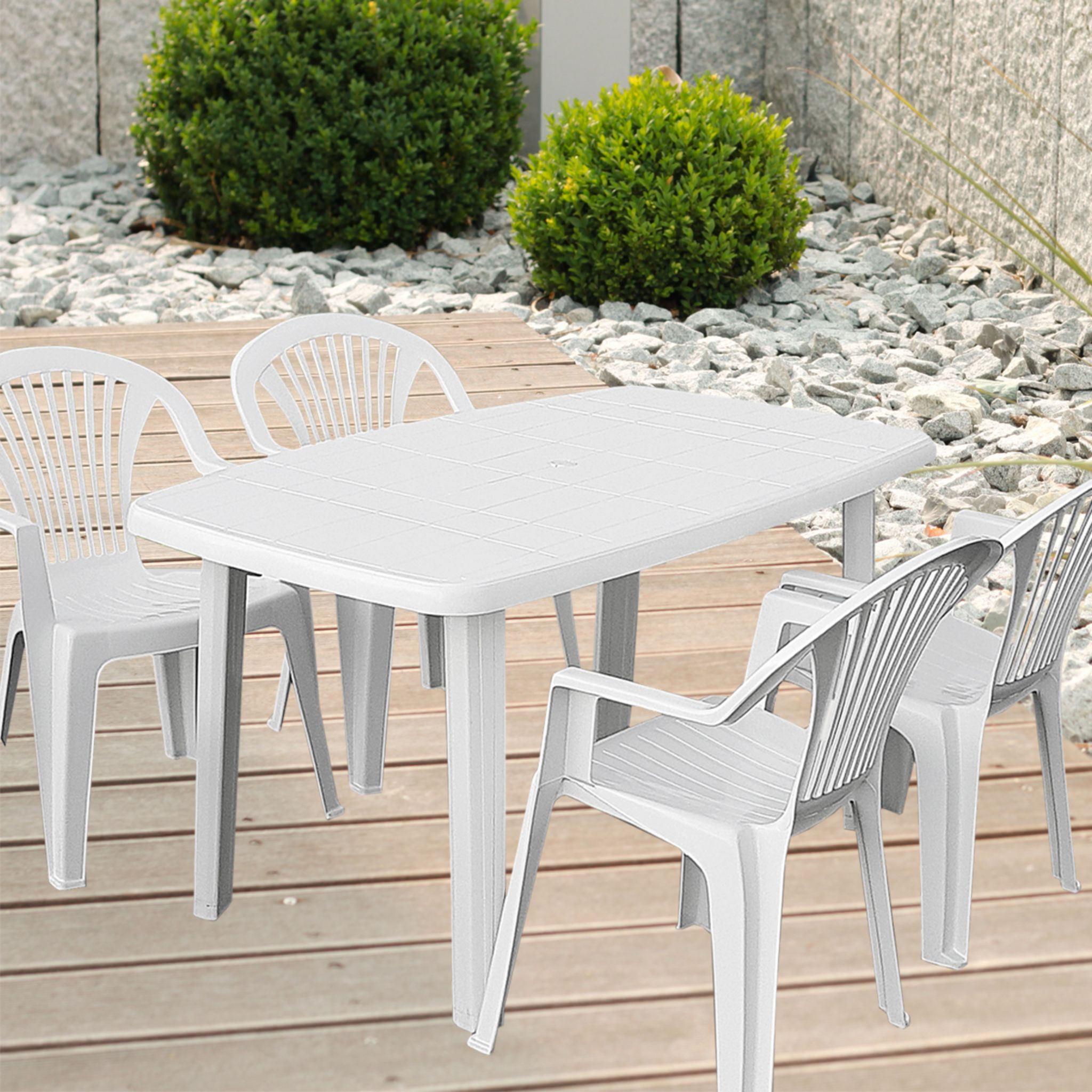 ARETA Table de jardin en résine blanc 4 places SORRENTO pas cher