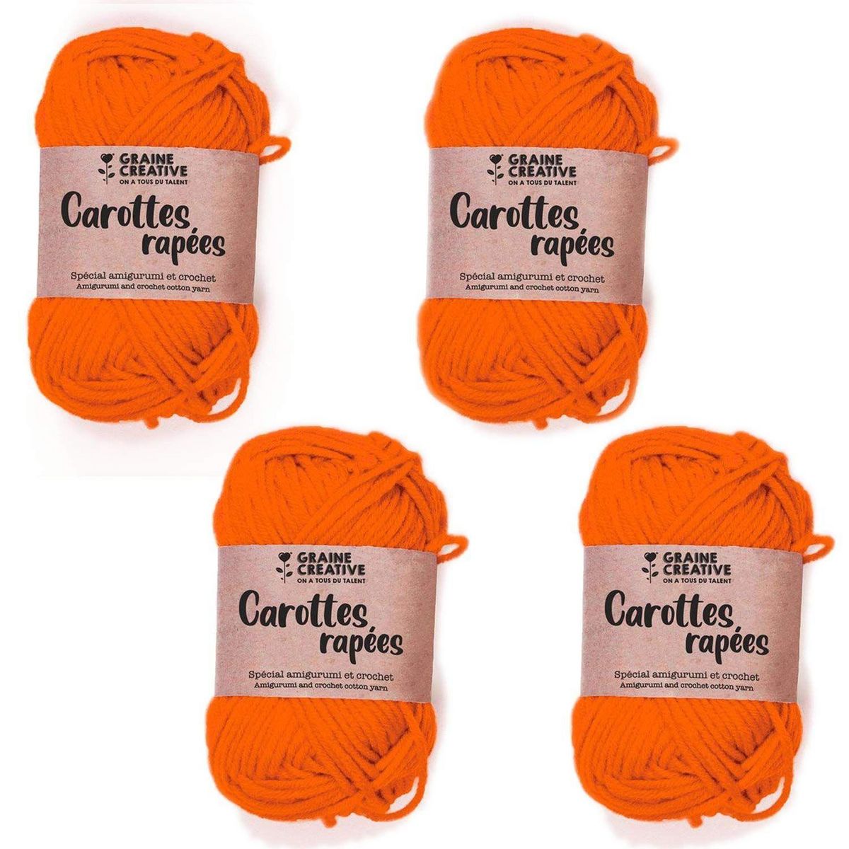 Graine créative 4 fils de coton pour crochet 55 m - orange