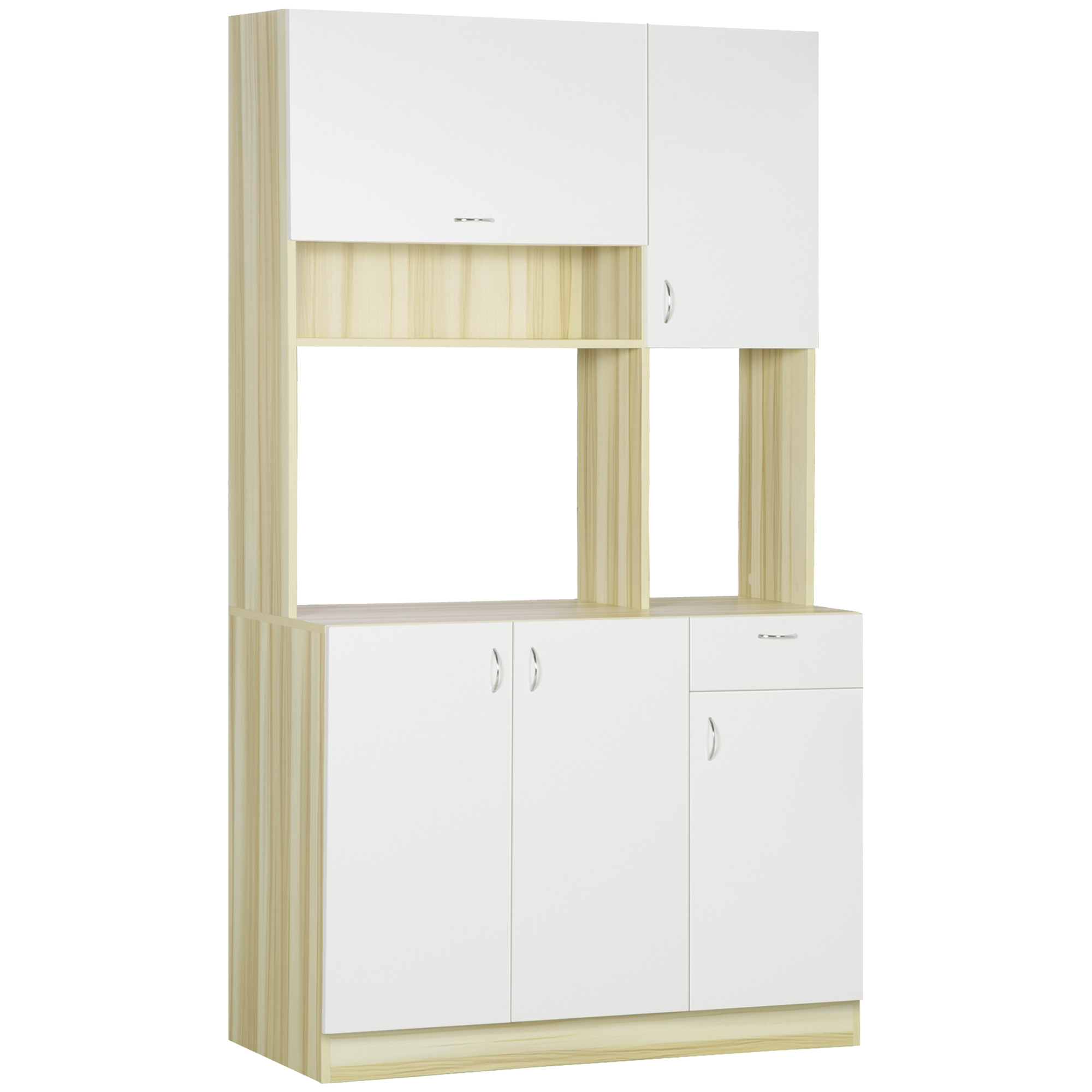 HOMCOM Meuble de rangement buffet cuisine 1 tiroir 1 placard double porte 3  étagères réglables 95 x 35 x 85 cm blanc