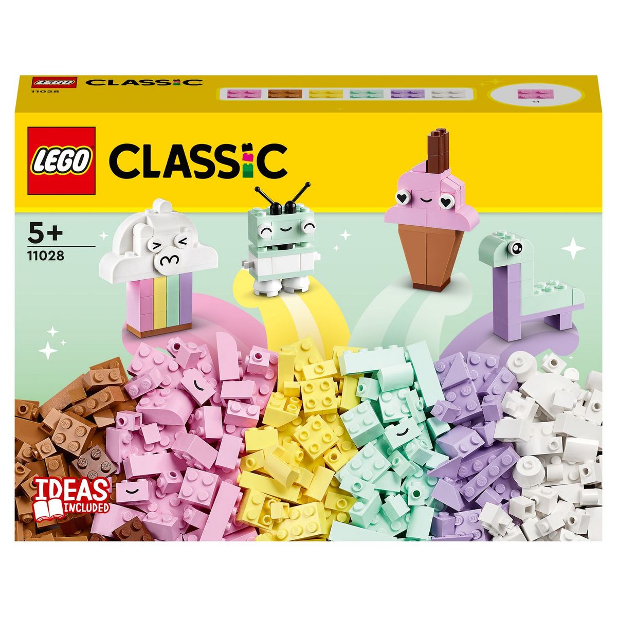 LEGO Classic 11028 - L’amusement créatif pastel, Jouets Briques pour  Filles et Garçons Dès 5 Ans : Crème Glacée, Dinosaure, Chat et Plus pas  cher 