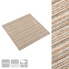 Dalles de tapis de sol 20 pcs 5 m² 50x50 cm Beige raye