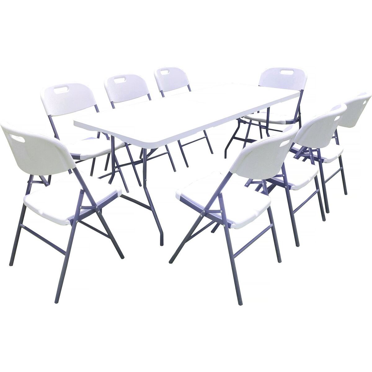 Habitat et Jardin Ensemble Table de jardin pliante + 8 chaises pliantes  Foldy - Blanc pas cher 