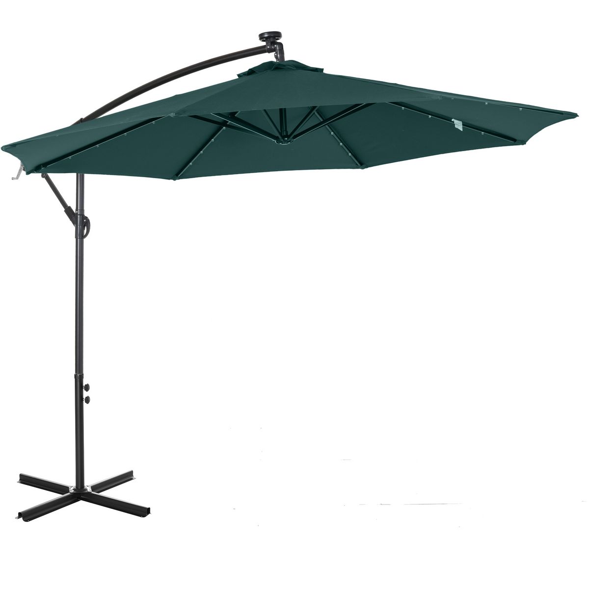OUTSUNNY Parasol déporté octogonal parasol LED inclinable manivelle piètement acier dim. Ø 3 x 2,6H m vert