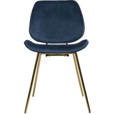 ATMOSPHERA Lot de 2 chaises assise velour pieds métal LAURIE (Bleu)