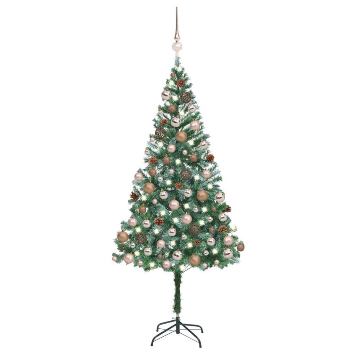 VIDAXL Arbre de Noël artificiel LED et boules et pommes de pin 180 cm