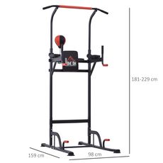 Station de traction musculation multifonctions punching ball chaise romaine hauteur réglable acier noir rouge