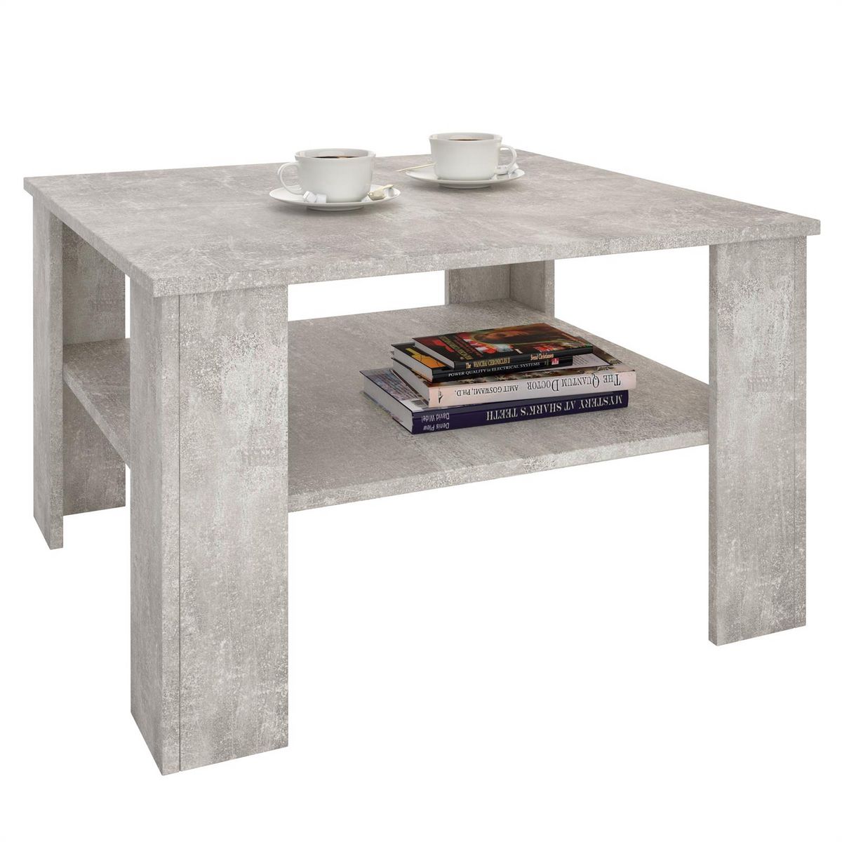 en mélaminé Gris Mat Table de Salon de Forme carrée avec 1 étagère Espace de Rangement Ouvert IDIMEX Table Basse SEJOUR