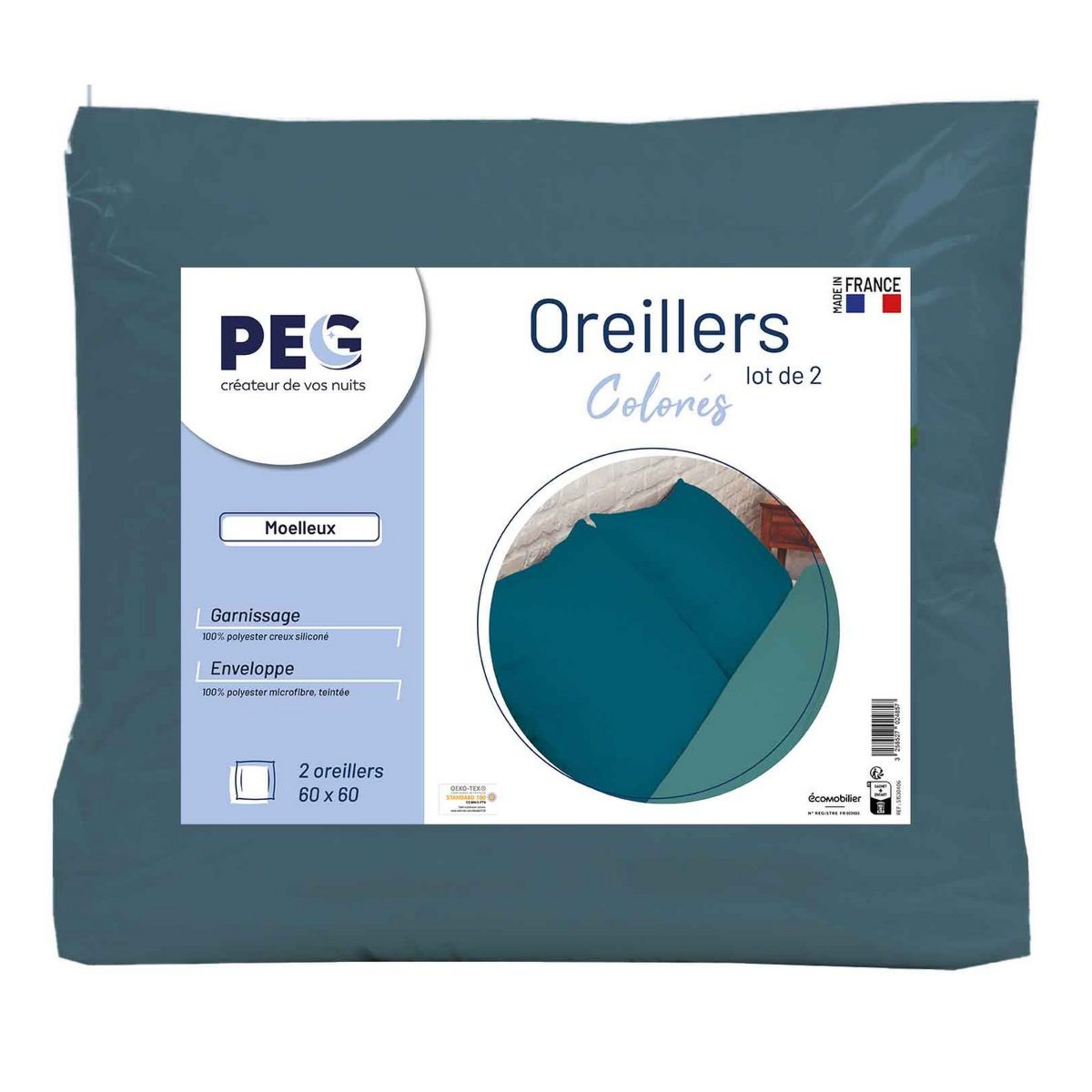 Oreiller Moelleux Anti-acariens 60x60cm