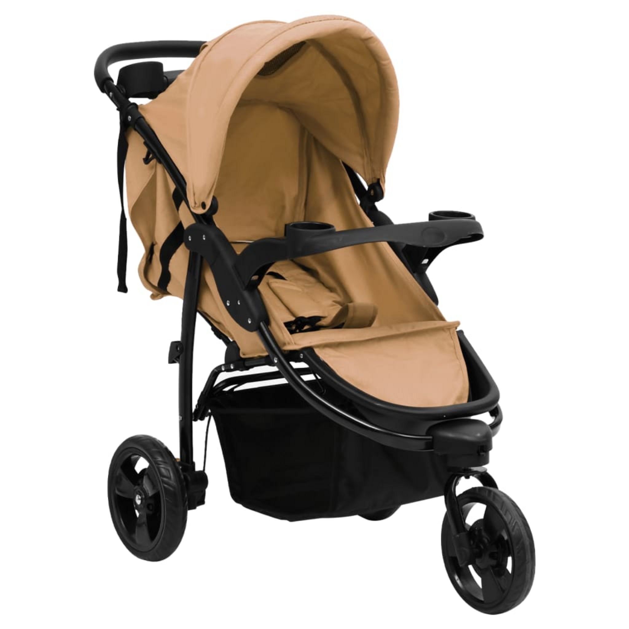 VIDAXL Poussette bebe a 3 roues Taupe et noir Acier pas cher Auchan