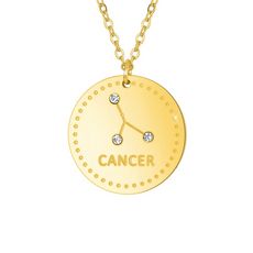 Collier astrologie  Cancer  SC Crystal orné de Cristaux scintillants en Acier Finement doré