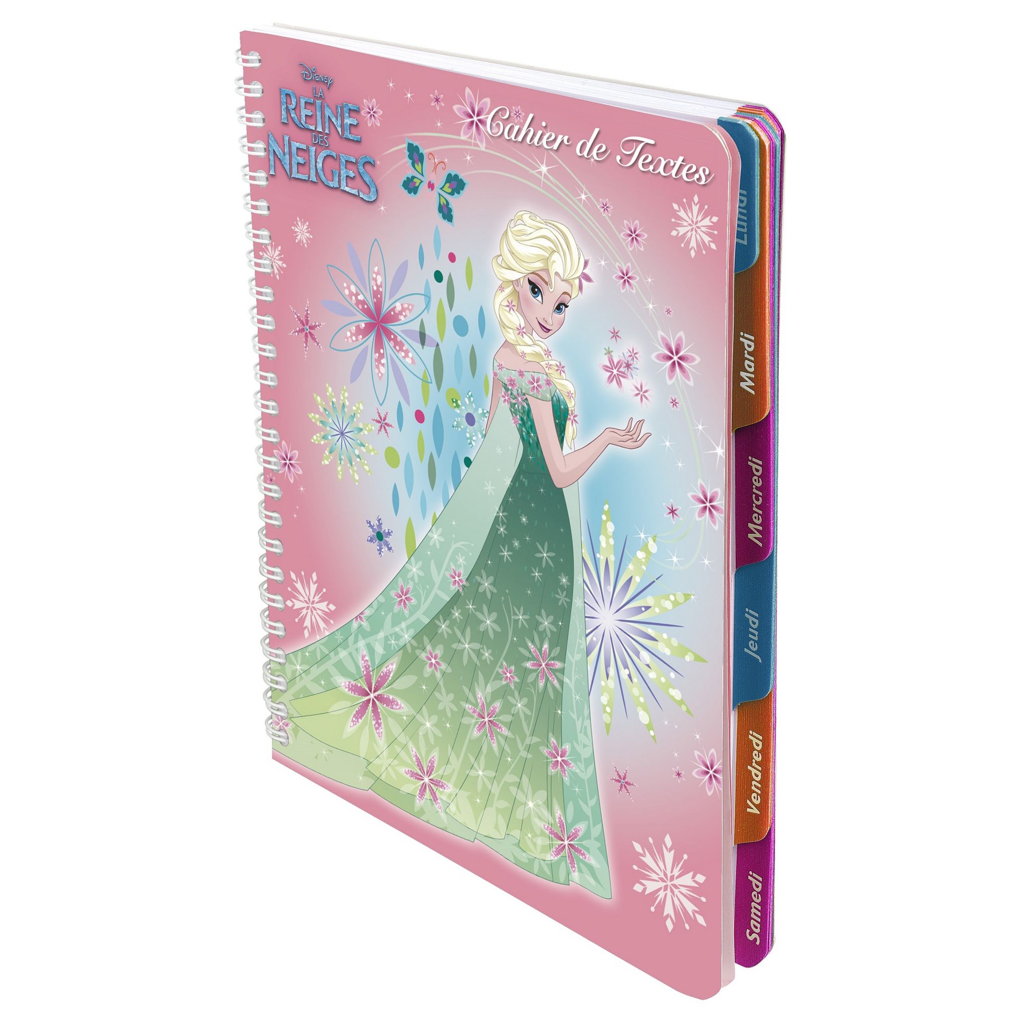 SIL Cahier de texte à spirale fille 17x22cm 148 pages Reine des neiges Elsa  rose pas cher 