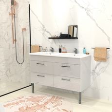 Ensemble salle de bain meuble sous-vasque + plan résine TORINO (Blanc)