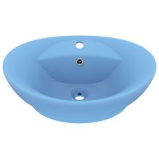 Lavabo ovale a trop-plein Bleu clair mat 58,5x39 cm Ceramique