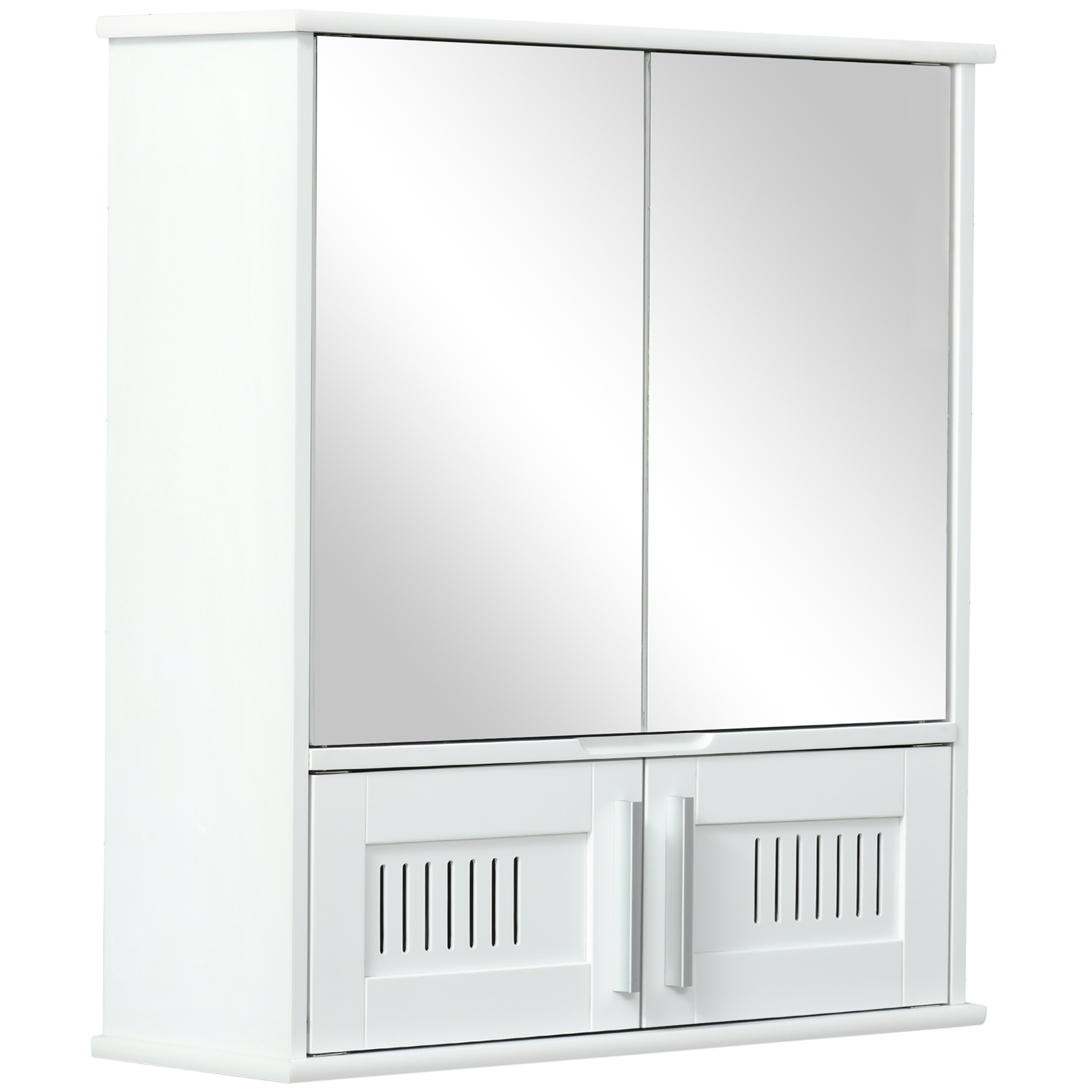 Armoire murale miroir salle de bain - 2 portes étagères, niche - blanc