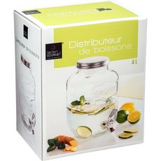 SECRET DE GOURMET Distributeur de boisson en verre 4 litres (Transparent)