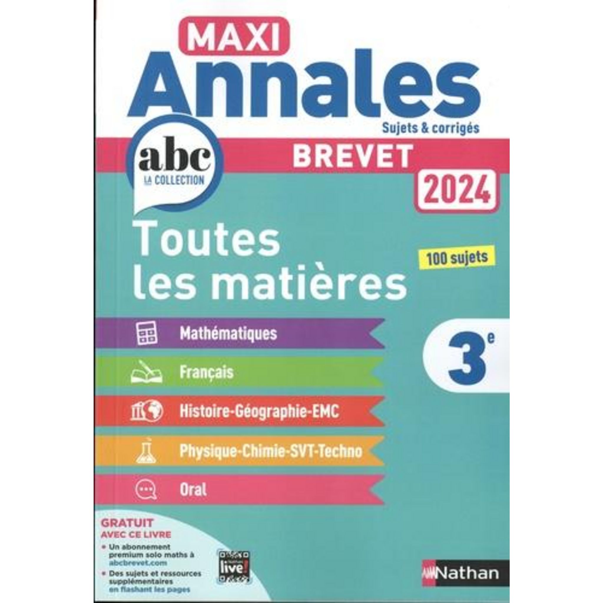 Annales Brevet Avec Corrigés Gratuit TOUTES LES MATIERES 3E. SUJETS ET CORRIGES, EDITION 2024, Feugère Carole  pas cher - Auchan.fr