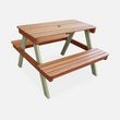 SWEEEK Table de pique-nique en bois d'acacia pour enfant, 2 places, couleur teck clair. Coloris disponibles : Rose, Vert