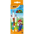 BIC Lot de 3 stylos bille 4 couleurs rétractable pointe moyenne SUPER MARIO coloris assortis