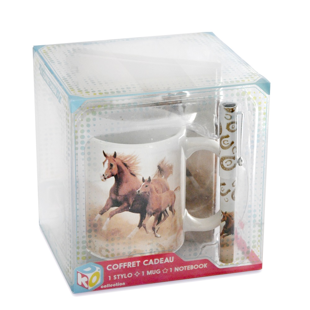 POLYMARK Coffret cadeau Cheval : Mug, stylo et notebook pas cher