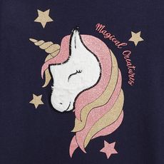 IN EXTENSO T-shirt manches longues licorne fille (Bleu marine )