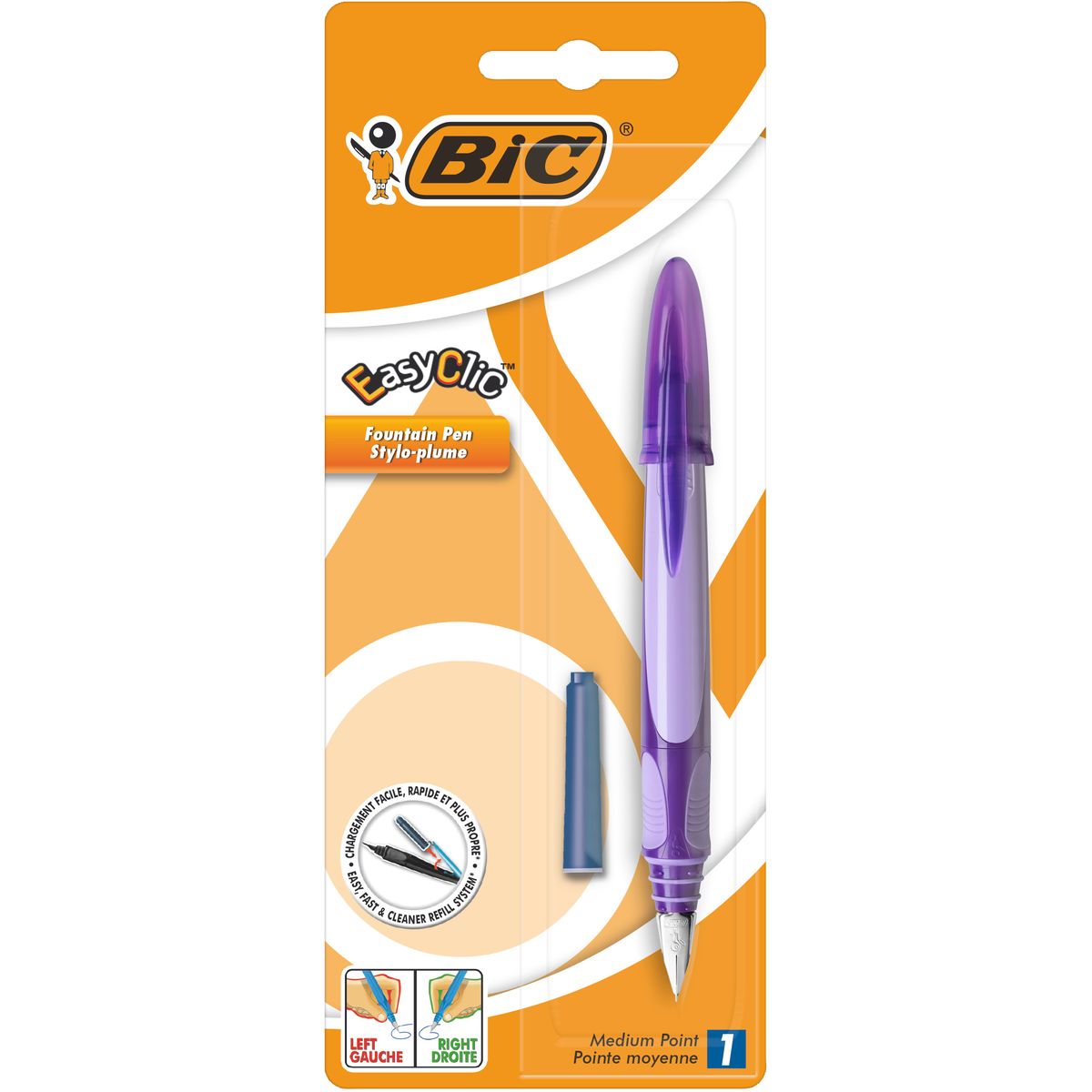 BIC EasyClic Standard - Stylo plume encre bleue - disponible dans  différentes couleurs Pas Cher