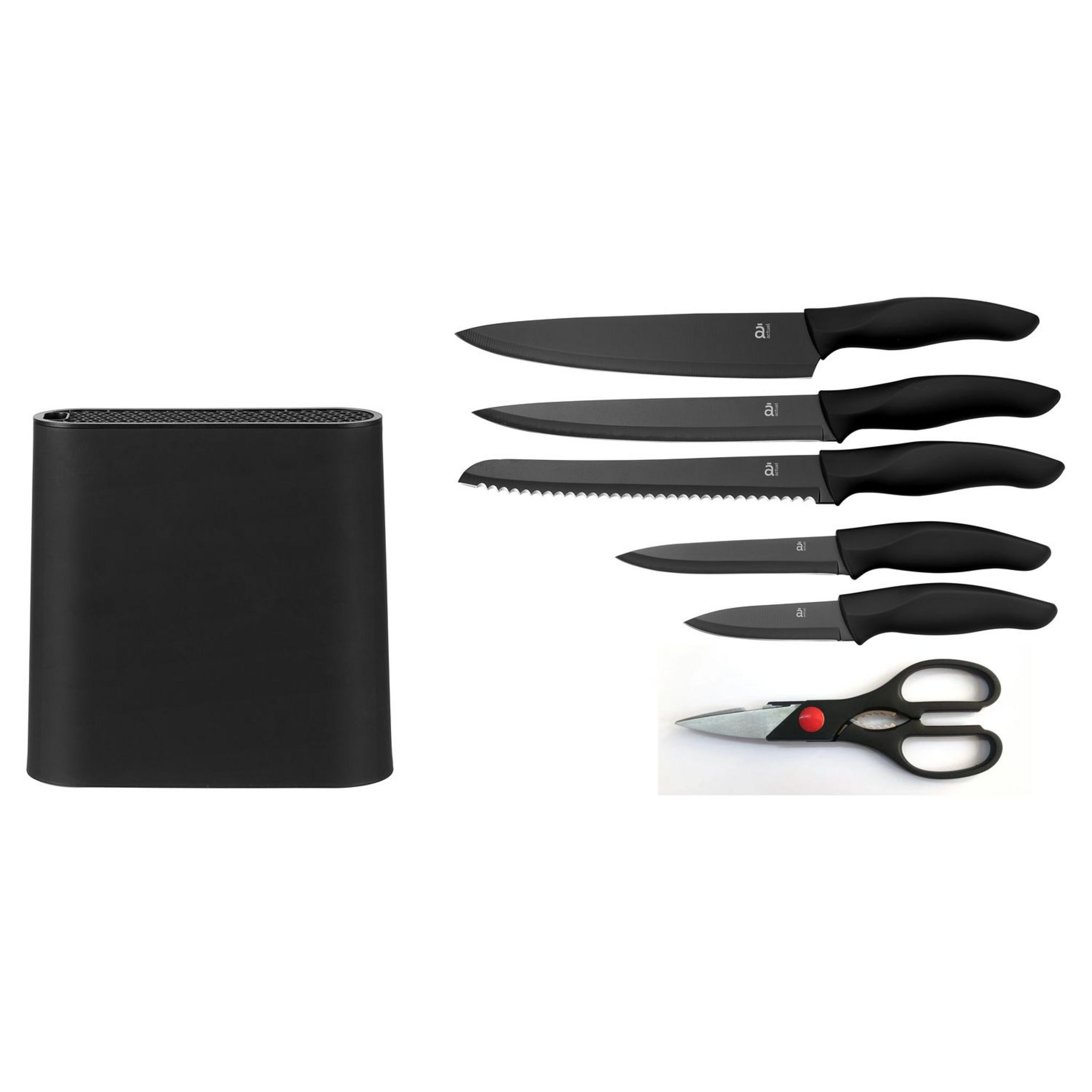 ACTUEL Bloc couteaux noir 7pcs pas cher 