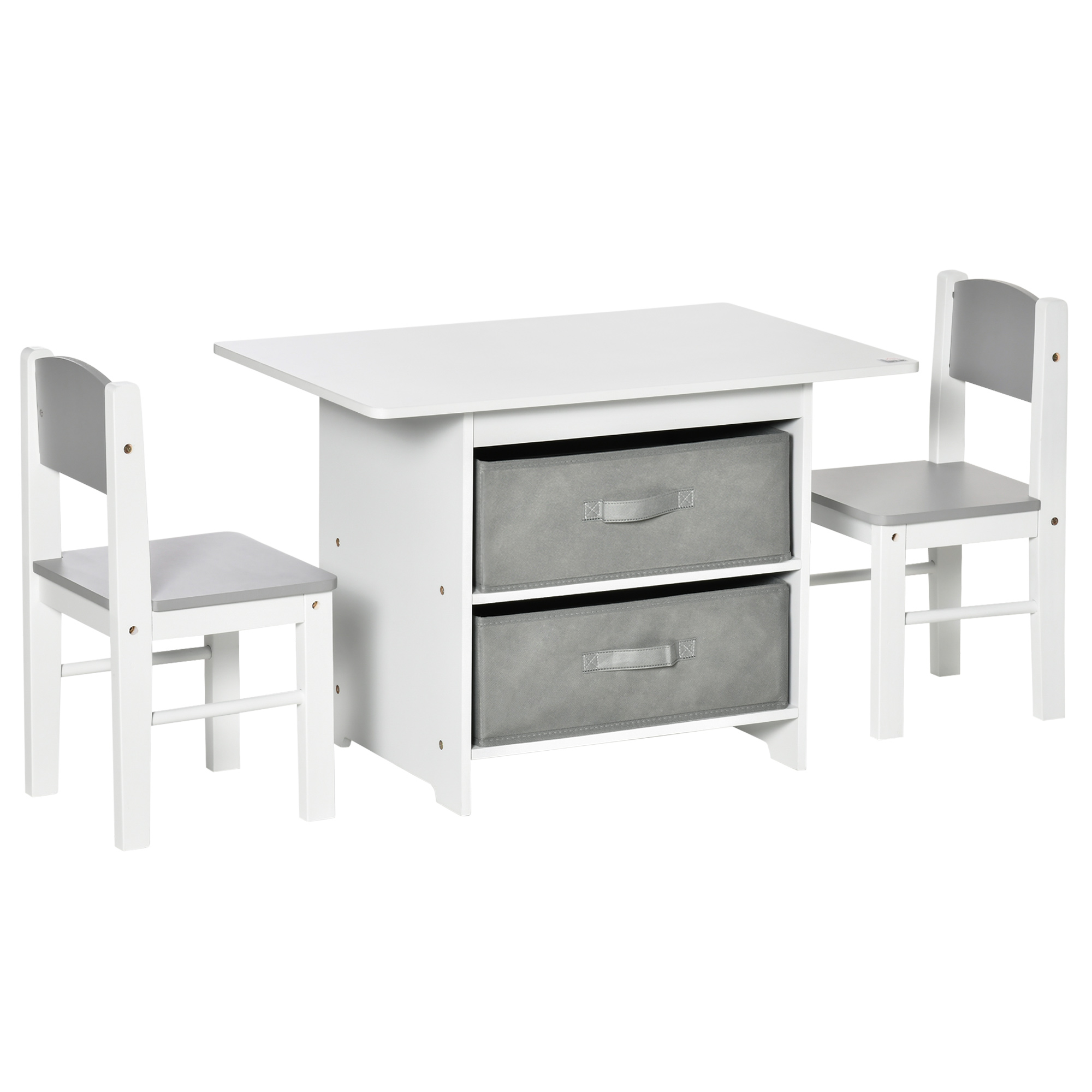 Ensemble de table et chaises enfant - HOMCOM - MDF pin blanc gris