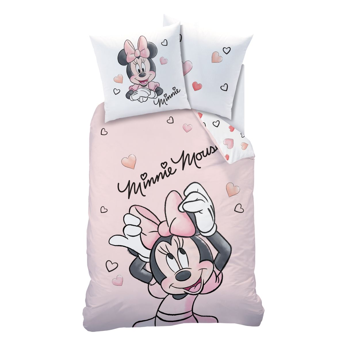 MINNIE Parure housse de couette enfant en coton MINNIE pas cher 