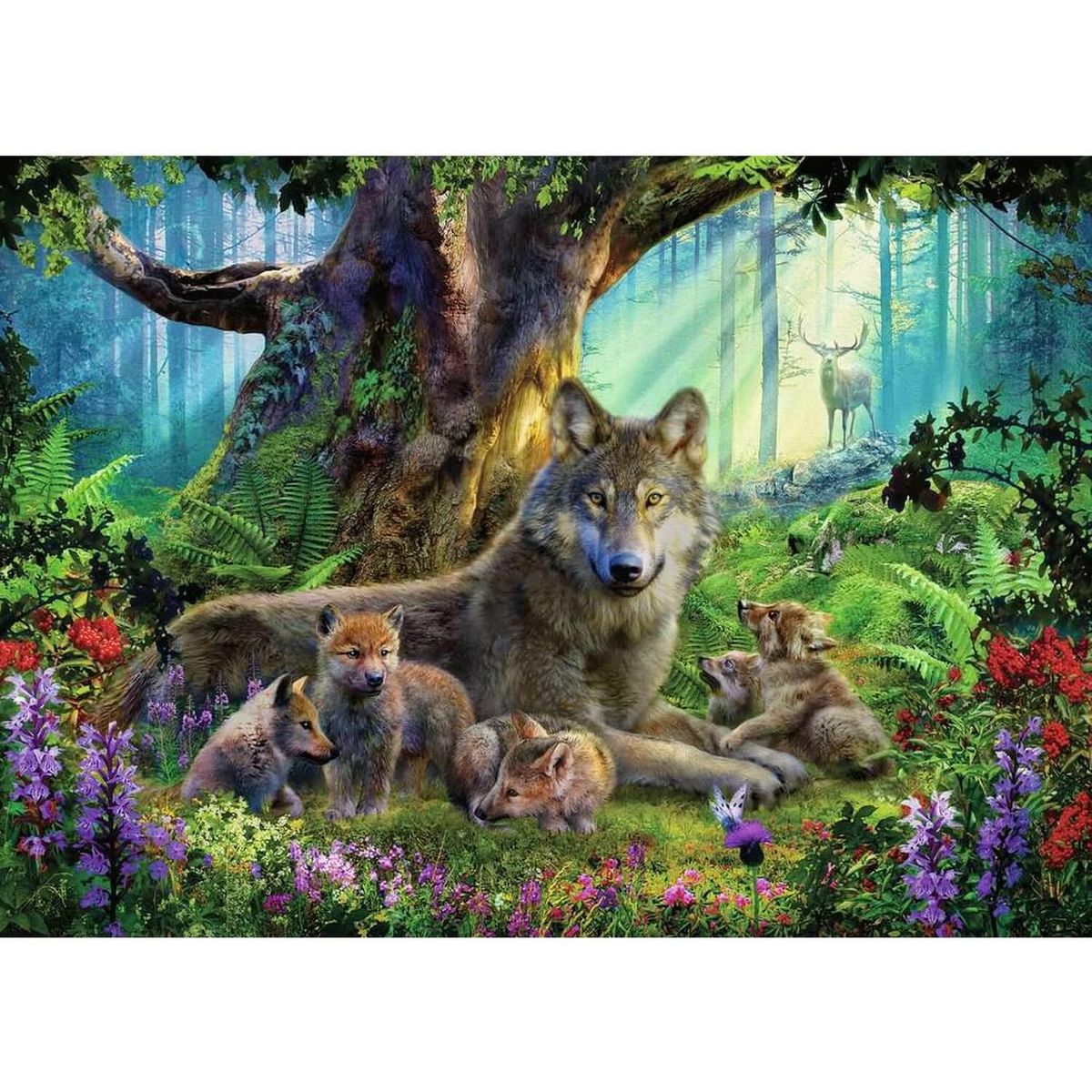 RAVENSBURGER Puzzle 1000 pièces : Famille de loups